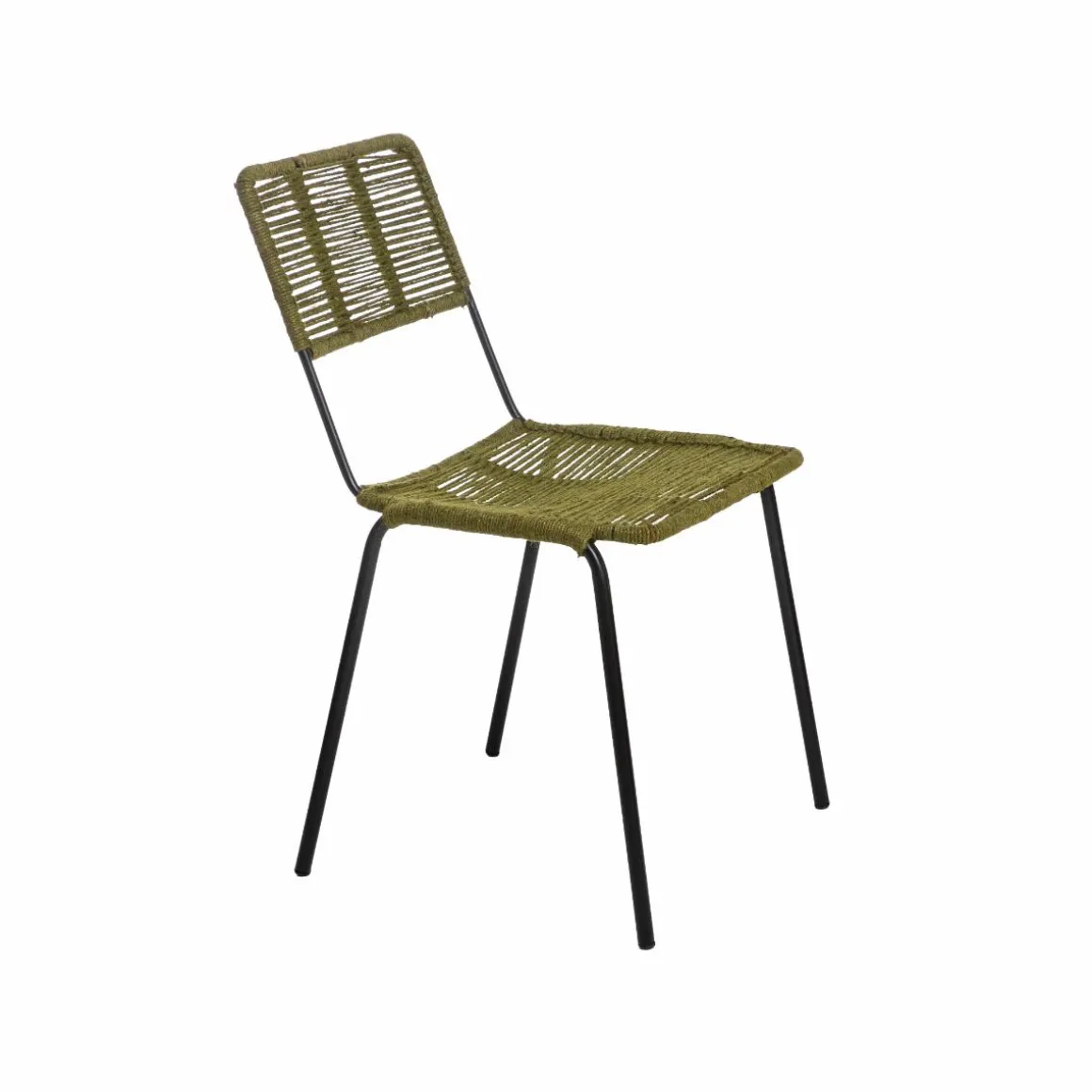 Chaise en métal et corde verte Emilia (lot de 2)