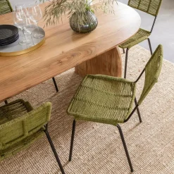 Chaise en métal et corde verte Emilia (lot de 2)