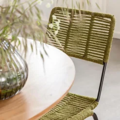 Chaise en métal et corde verte Emilia (lot de 2)