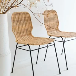 Chaise en métal et rotin Minal (lot de 2)