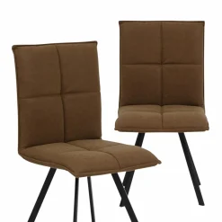 Chaise en polyester marron Nino (lot de 2)