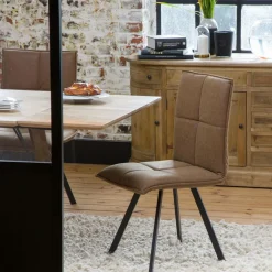 Chaise en polyester marron Nino (lot de 2)