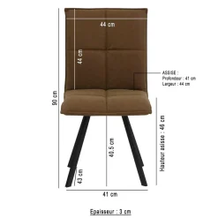 Chaise en polyester marron Nino (lot de 2)