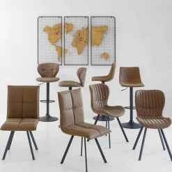 Chaise en polyester marron Nino (lot de 2)