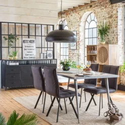 Chaise en polyester noir Nino (lot de 2)