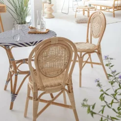 Chaise en rotin bistrot Nohan (lot de 2)