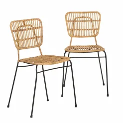Chaise en rotin et en métal Sélina (lot de 2)