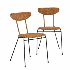 Chaise en rotin et en métal Leila (lot de 2)