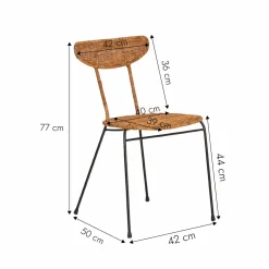 Chaise en rotin et en métal Leila (lot de 2)