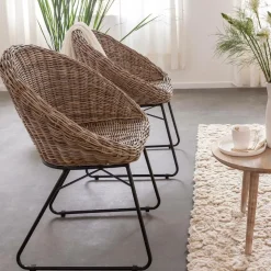 Chaise en rotin et métal Amael (lot de 2)