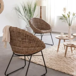 Chaise en rotin et métal Amael (lot de 2)