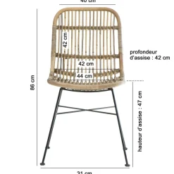 Chaise en rotin et métal Rattan (lot de 2)