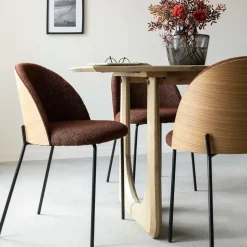 Chaise en tissu acajou et bois clair Nyssa (lot de 2)