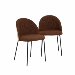Chaise en tissu acajou et bois clair Nyssa (lot de 2)