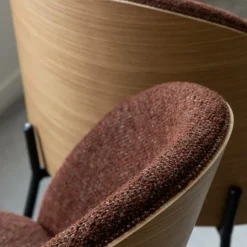 Chaise en tissu acajou et bois clair Nyssa (lot de 2)