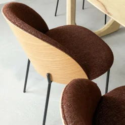 Chaise en tissu acajou et bois clair Nyssa (lot de 2)