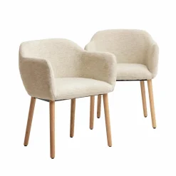Chaise en tissu beige Solène (lot de 2)