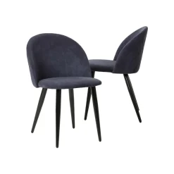 Chaise en tissu bleu marine et métal Jasmine (lot de 2)