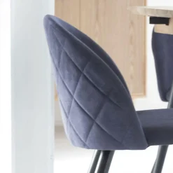 Chaise en tissu bleu marine et métal Jasmine (lot de 2)