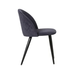 Chaise en tissu bleu marine et métal Jasmine (lot de 2)