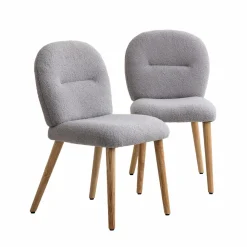 Chaise en tissu bouclette grise Ayse (lot de 2)