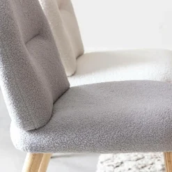 Chaise en tissu bouclette grise Ayse (lot de 2)