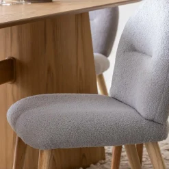 Chaise en tissu bouclette grise Ayse (lot de 2)