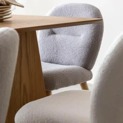 Chaise en tissu bouclette grise Ayse (lot de 2)