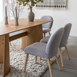 Chaise en tissu bouclette grise Ayse (lot de 2)