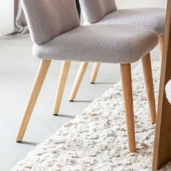 Chaise en tissu bouclette grise Ayse (lot de 2)