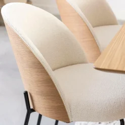 Chaise en tissu bouclette écru clair et métal Nyssa (lot de 2)