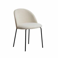 Chaise en tissu bouclette écru clair et métal Nyssa (lot de 2)