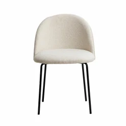 Chaise en tissu bouclette écru clair et métal Nyssa (lot de 2)