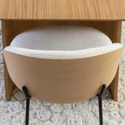 Chaise en tissu bouclette écru clair et métal Nyssa (lot de 2)