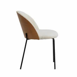 Chaise en tissu bouclette écru clair et métal Nyssa (lot de 2)