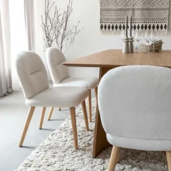 Chaise en tissu bouclette blanche Ayse (lot de 2)