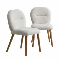 Chaise en tissu bouclette blanche Ayse (lot de 2)