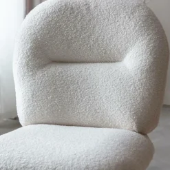 Chaise en tissu bouclette blanche Ayse (lot de 2)