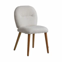 Chaise en tissu bouclette blanche Ayse (lot de 2)