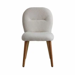 Chaise en tissu bouclette blanche Ayse (lot de 2)