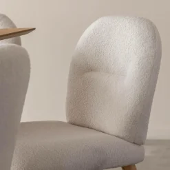 Chaise en tissu bouclette blanche Ayse (lot de 2)