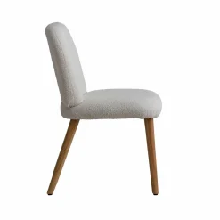 Chaise en tissu bouclette blanche Ayse (lot de 2)