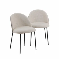 Chaise en tissu écru et métal Nyssa (lot de 2)