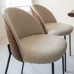 Chaise en tissu écru et métal Nyssa (lot de 2)