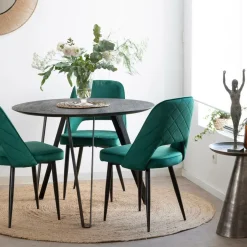 Chaise en velours vert Rumba (lot de 2)