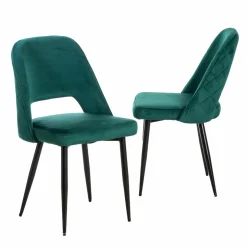 Chaise en velours vert Rumba (lot de 2)