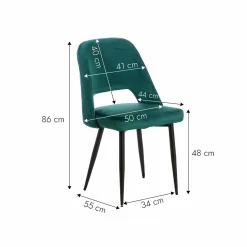 Chaise en velours vert Rumba (lot de 2)