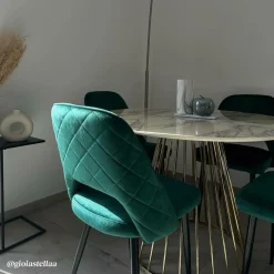 Chaise en velours vert Rumba (lot de 2)