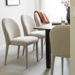 Chaise intégralement en tissu écru Doris (lot de 2)