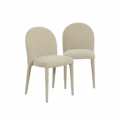 Chaise intégralement en tissu écru Doris (lot de 2)
